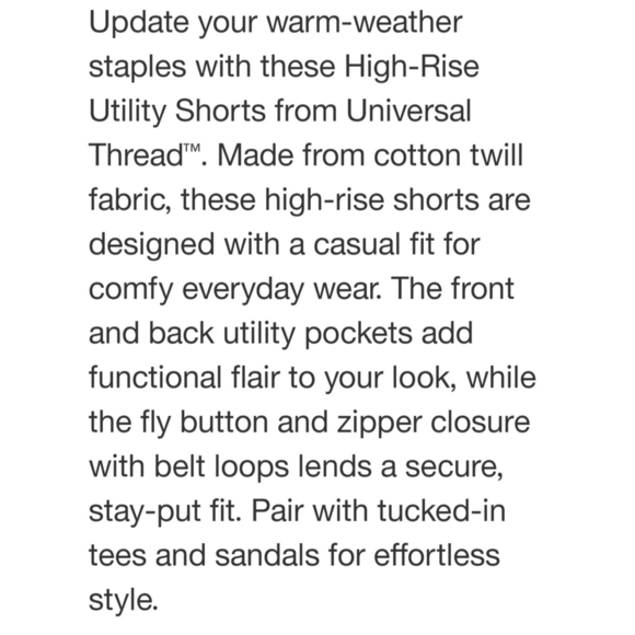 Universal Thread High Rise Utility Shorts - Picture 11 of 11